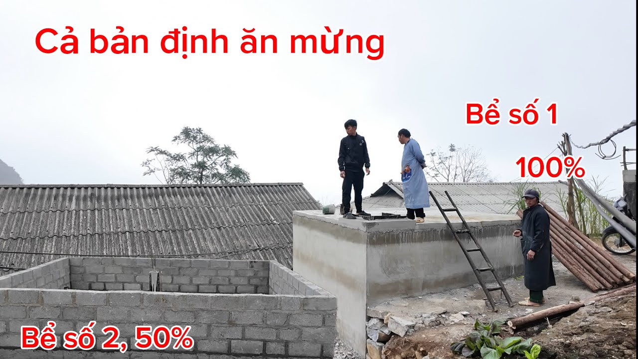 Một công hai việc,bác thợ quyết định Khánh thành bể nước và đưa vào sử dụng trước Tết.