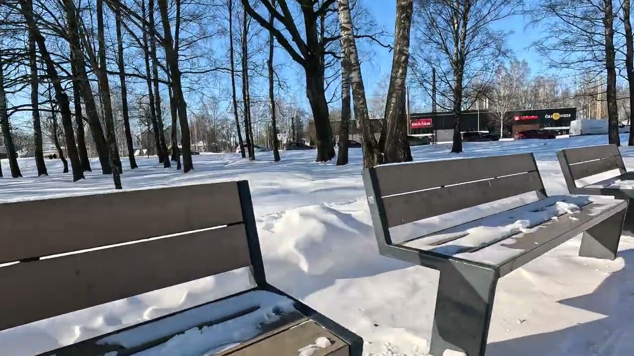 1 gara pastaiga Ebelmuižas parks 15 feb sv long walking tour city sounds dynamic camera asmr 4K