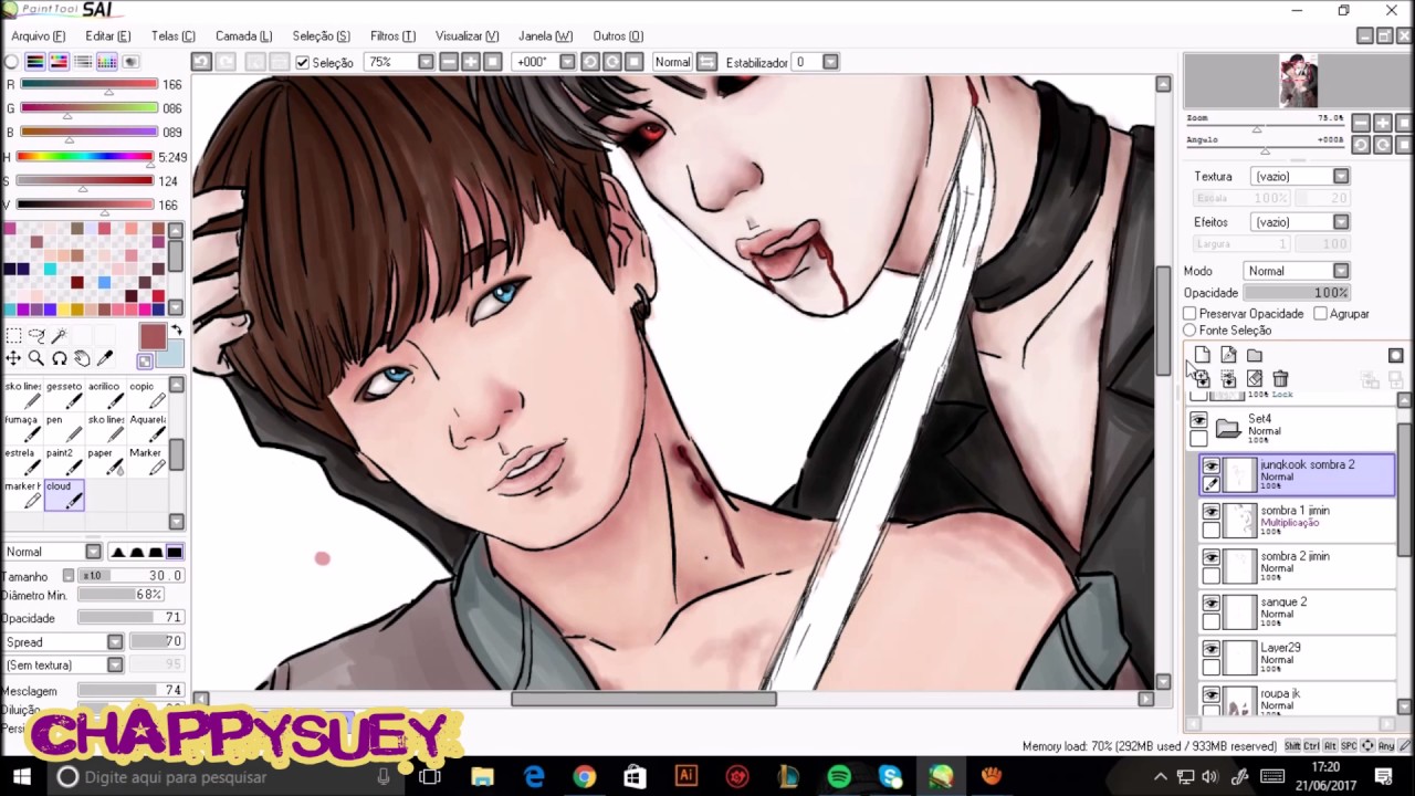 Fanart BTS Jikook AU | SpeedPaint | Paint Tool SAI