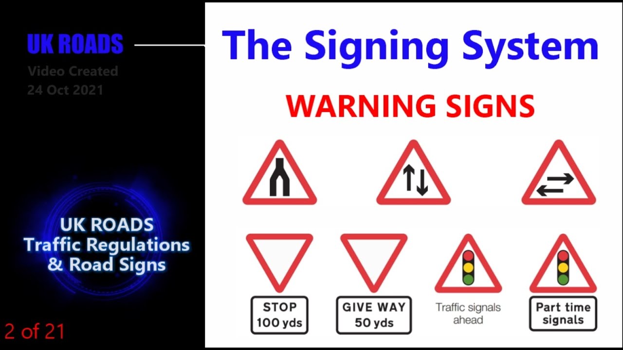 UK  ROAD WARNING SIGNS – Including Self-Test
