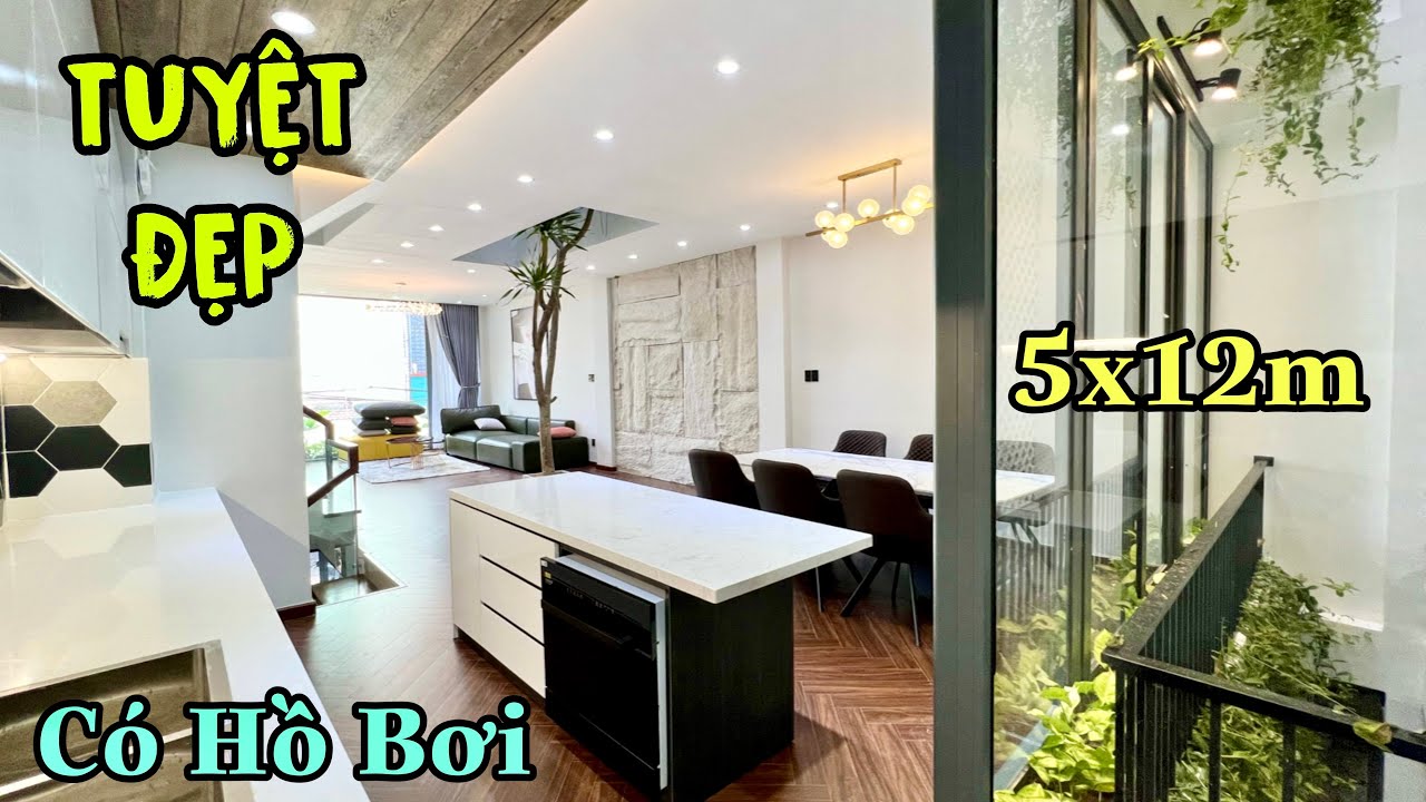 Bán nhà Gò Vấp | Nhà 5m x 12m thiết kế trang trí cực kỳ đẹp . Có Hồ Bơi . Xem là Mê Liền