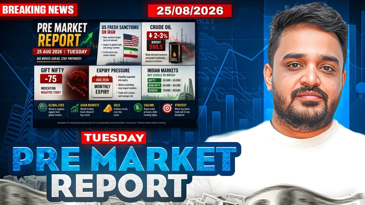 Pre Market Report and Analysis | Nifty & Sensex Pre Market Report | Pre Market Report 25 August 2026