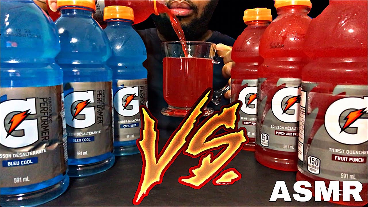 ASMR RED VS BLUE GATORADE GULPING SLURPING FAIL? + ICE EATING *EXTREME CRUNCH* EATING SOUNDS