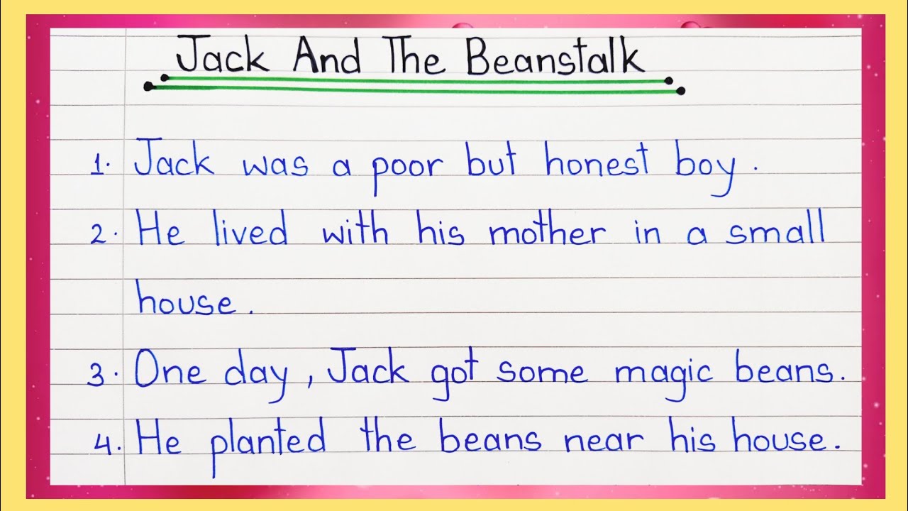 Jack and the beanstalk english story || 10 lines story jack and the beanstalk || Story with moral