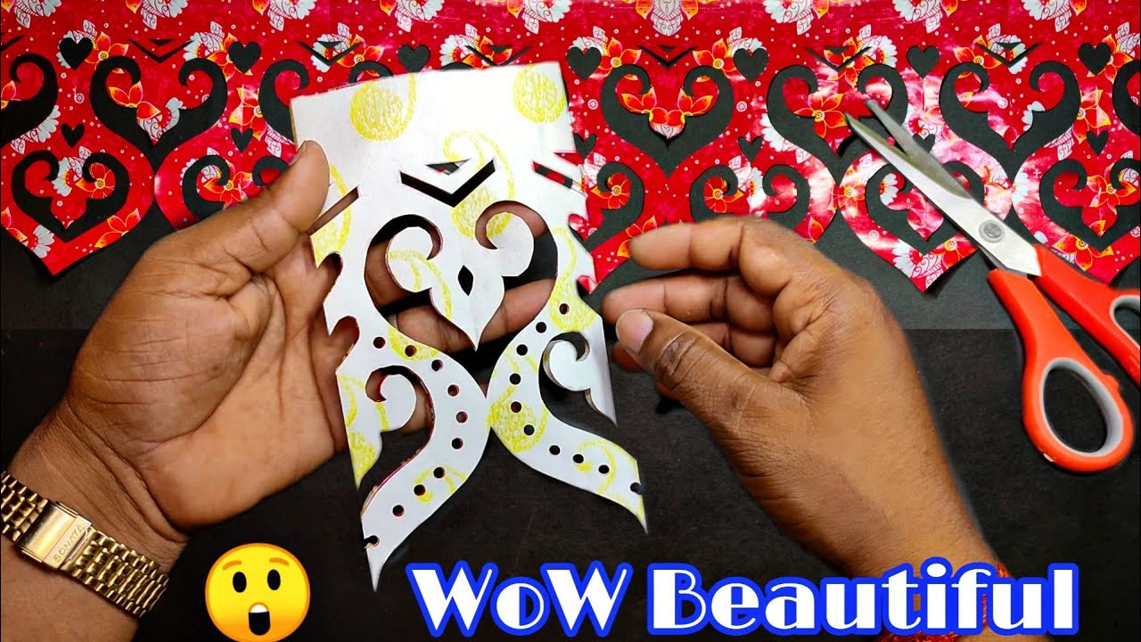 Colour Paper Mein Design Kaise Kart | Paper Cutting Karke Ghar Sajaye | Diwali Decoration 😳 Sundar C