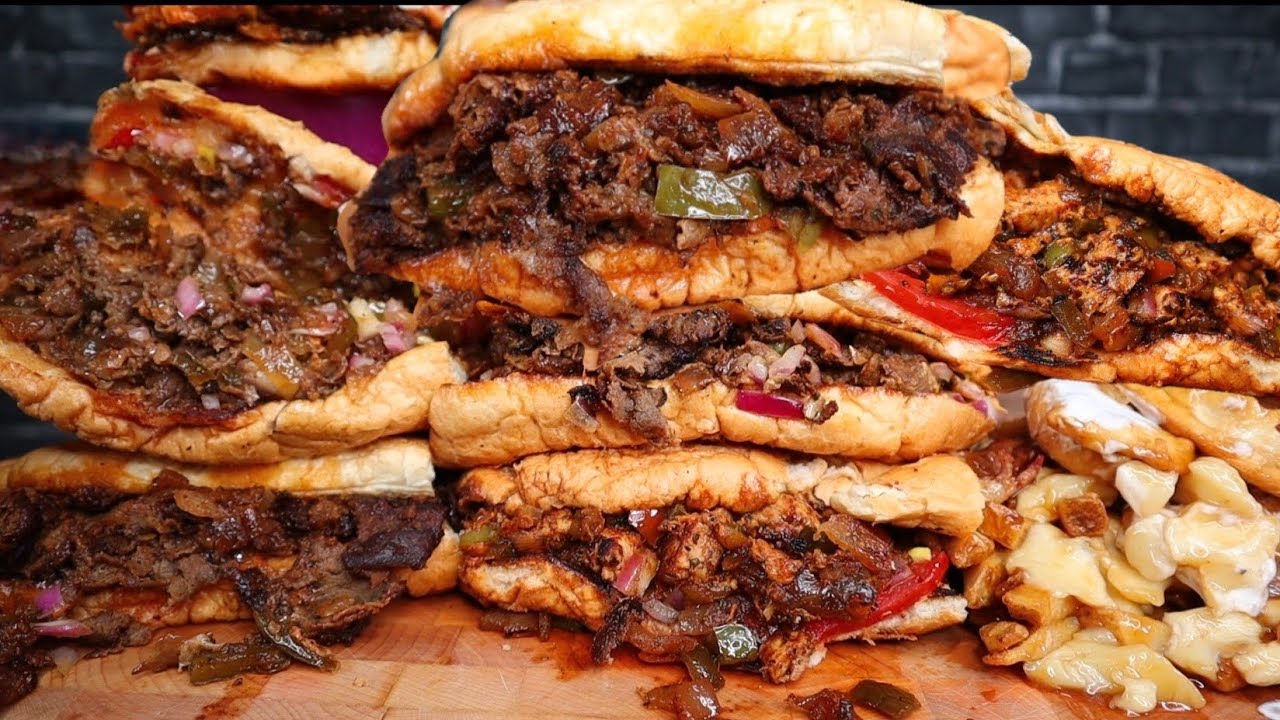 ASMR Philly Cheesesteaks, Perogie Poutine, and Cheese Burger Mukbang