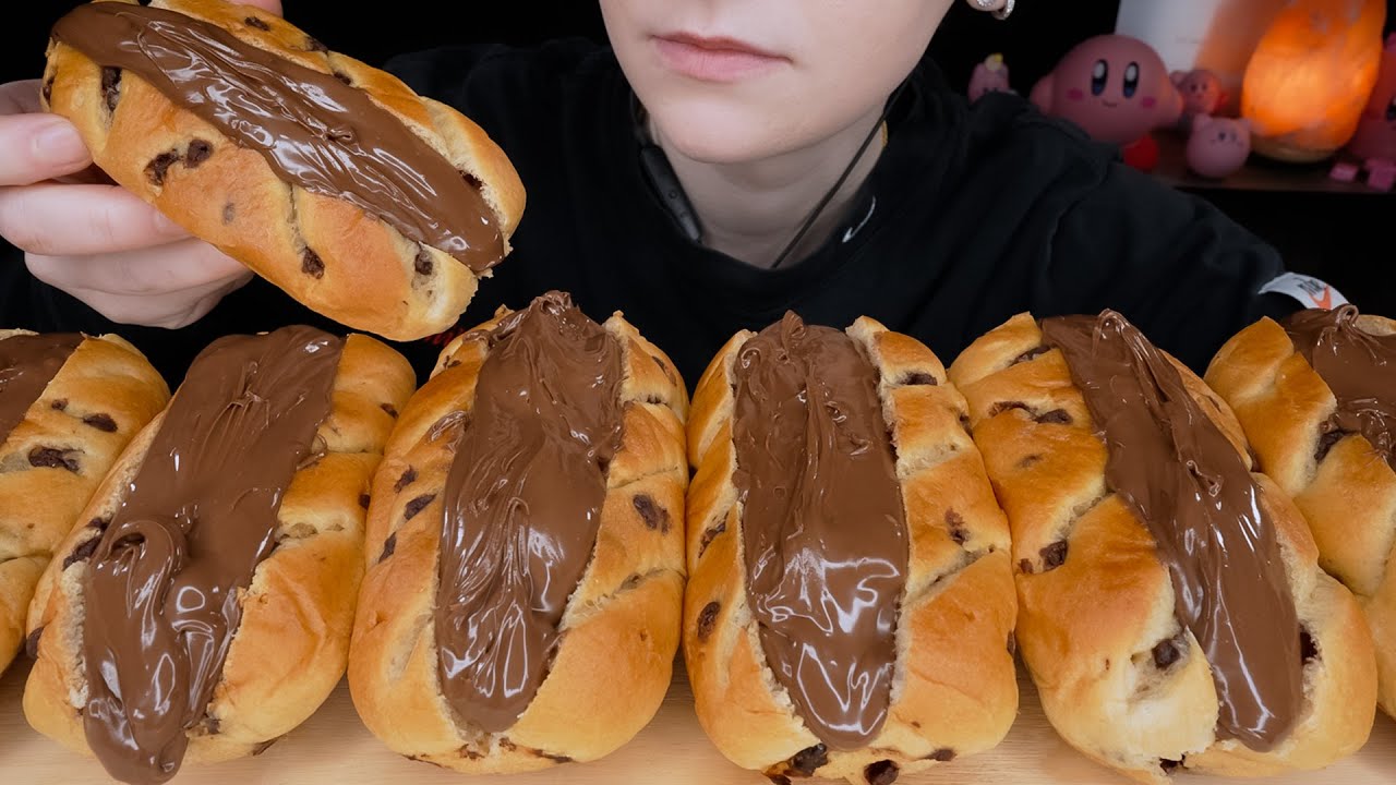 ASMR Nutella Chocolate Chip Brioche Bread [Dessert Mukbang / Eating Sounds]