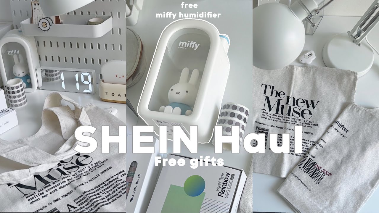 SHEIN haul ✩°｡📦*FREE GIFTS𖦹 ₊˚Miffy Humidifier, Aesthetic Tote Bags,Washi Tapes
