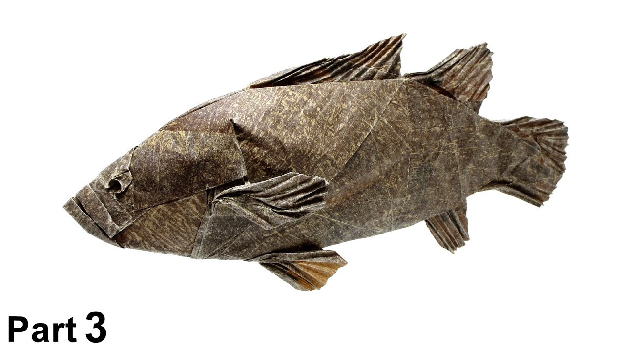 Origami Giant Grouper tutorial (Takuro Kashiwamura) part 3 折り紙 タマカイ mero fish