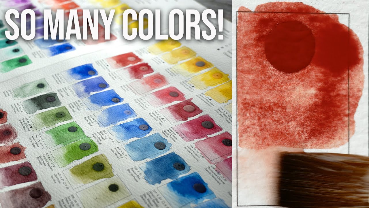 Swatching 109 colors! Winsor and Newton Watercolors- Swatch with me!