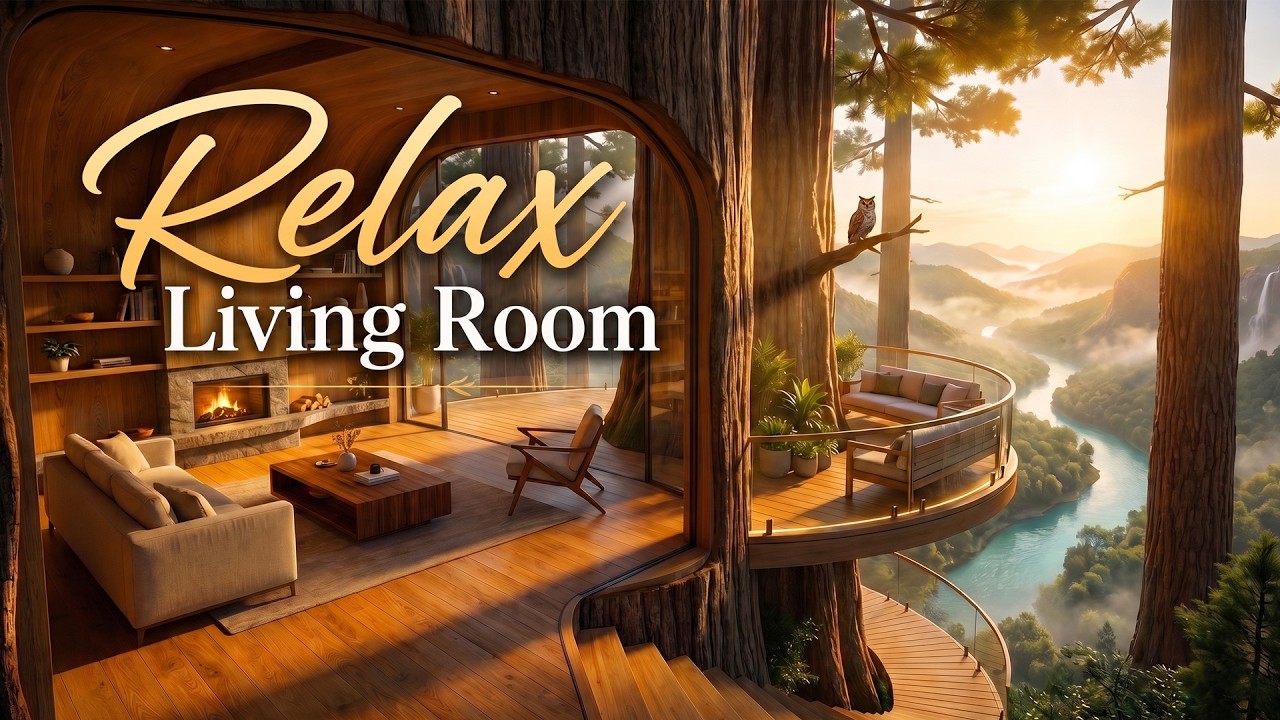 Cozy Treehouse Living Room 🍂 Ethereal Smooth Jazz for Reading & Relaxation