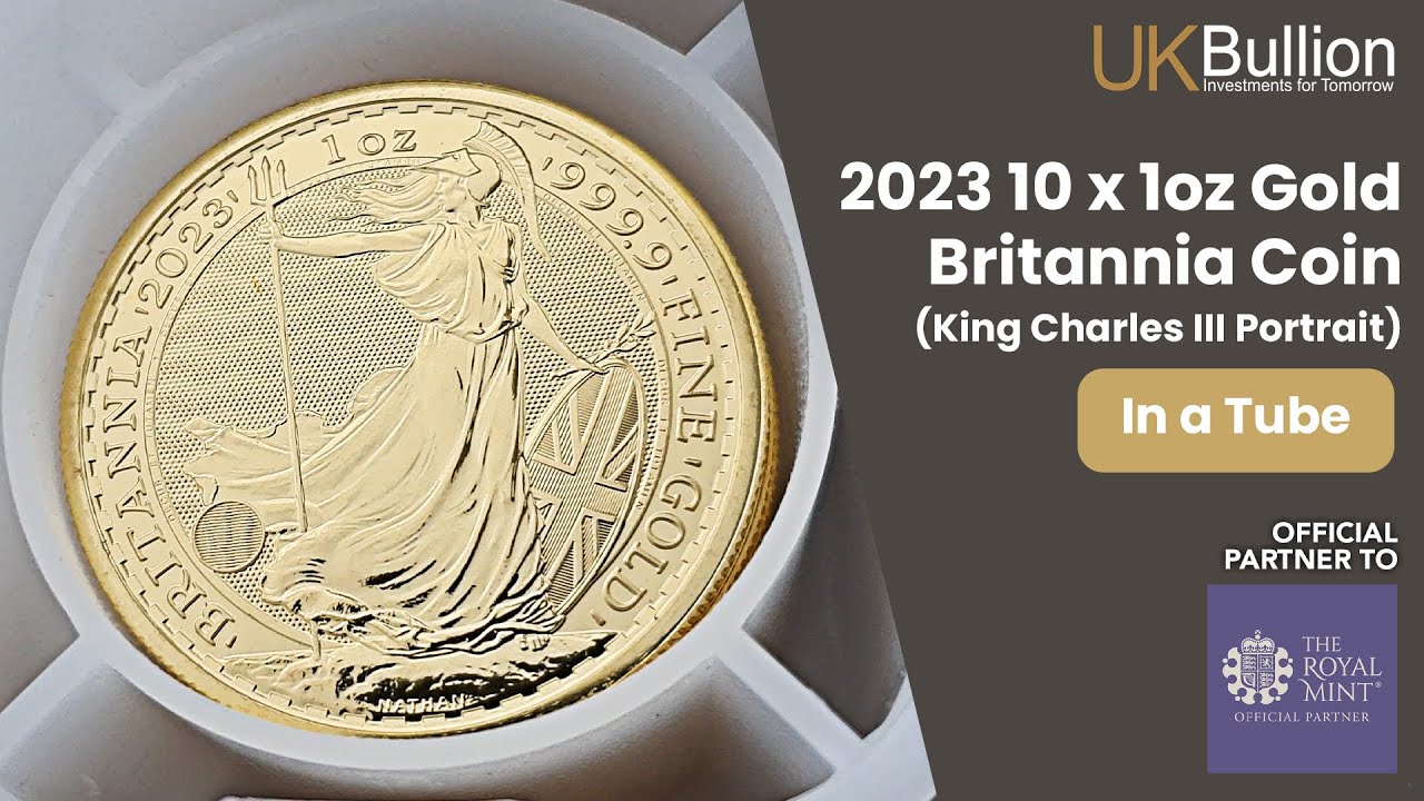 🔔 2023 10 x 1oz Gold Britannia Coins in a Tube (King Charles III Portrait)