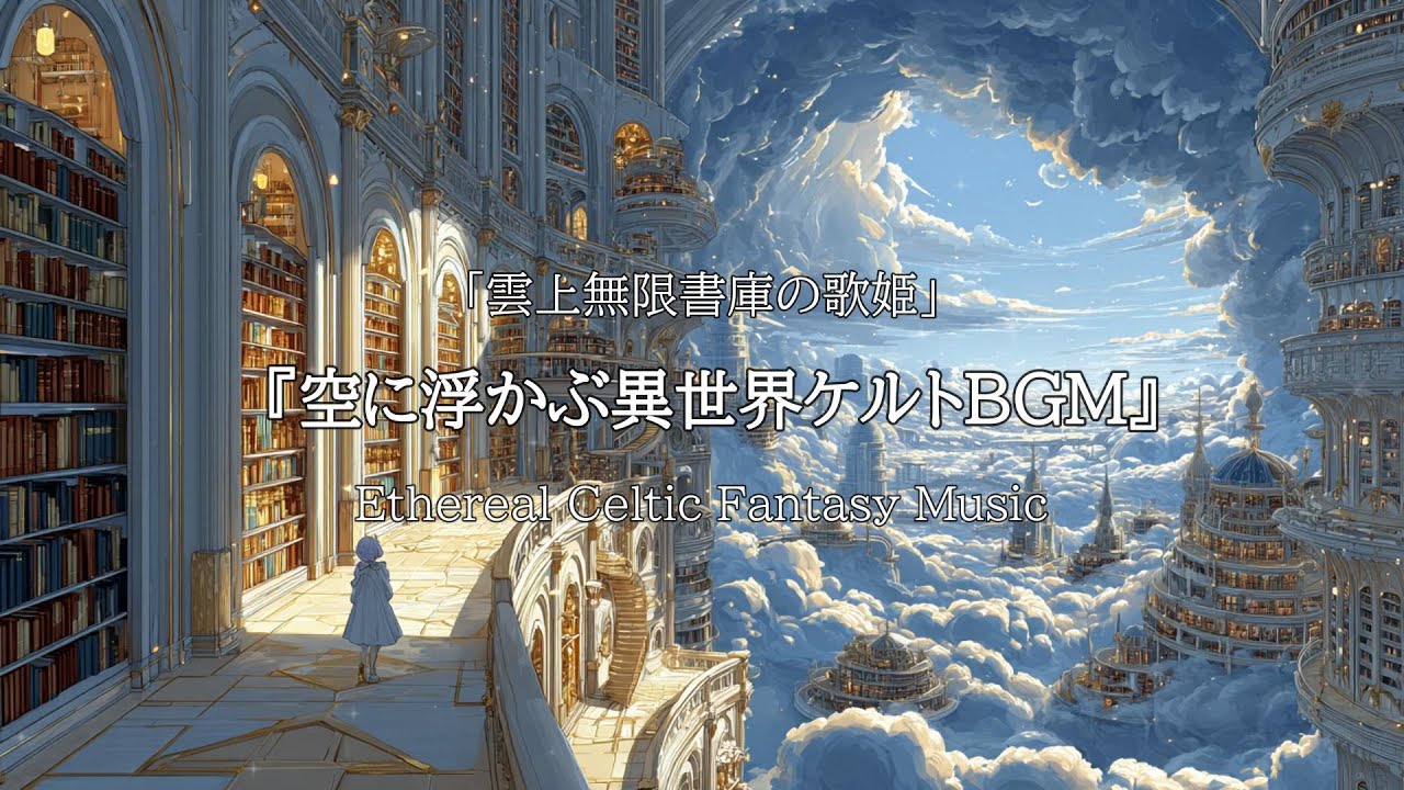 【作業用BGM】「雲上無限書庫の歌姫｜空に浮かぶ異世界ケルトBGM」【癒し|リラックス】散歩 | 読書 |勉強 | 瞑想