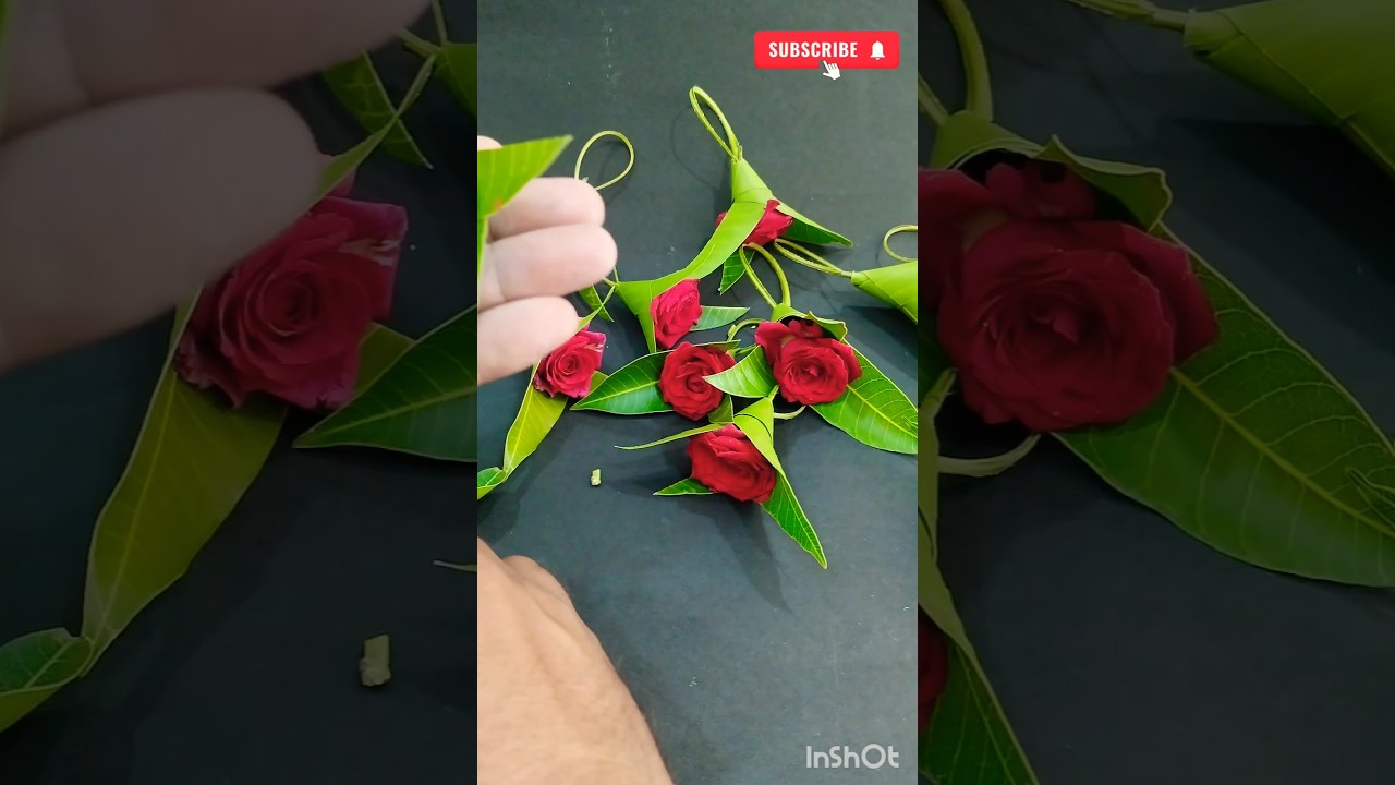 Easy mango leaves decoration with flowers 🌹#shots  #festival #trending  #viral #ugadi  #mangoleaves