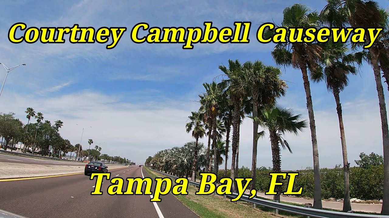 PrimeDrives - Driving across the Courtney Campbell Causeway westbound - Tampa Bay Florida Bridge