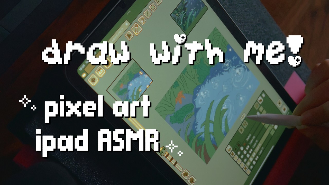drawing pixel art ghibli on pixquare! 🌧️ [ cozy ipad asmr, no music, real time ]