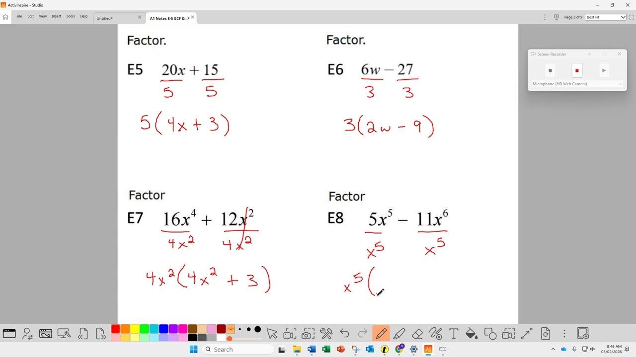 Algebra 1 Notes 8-5