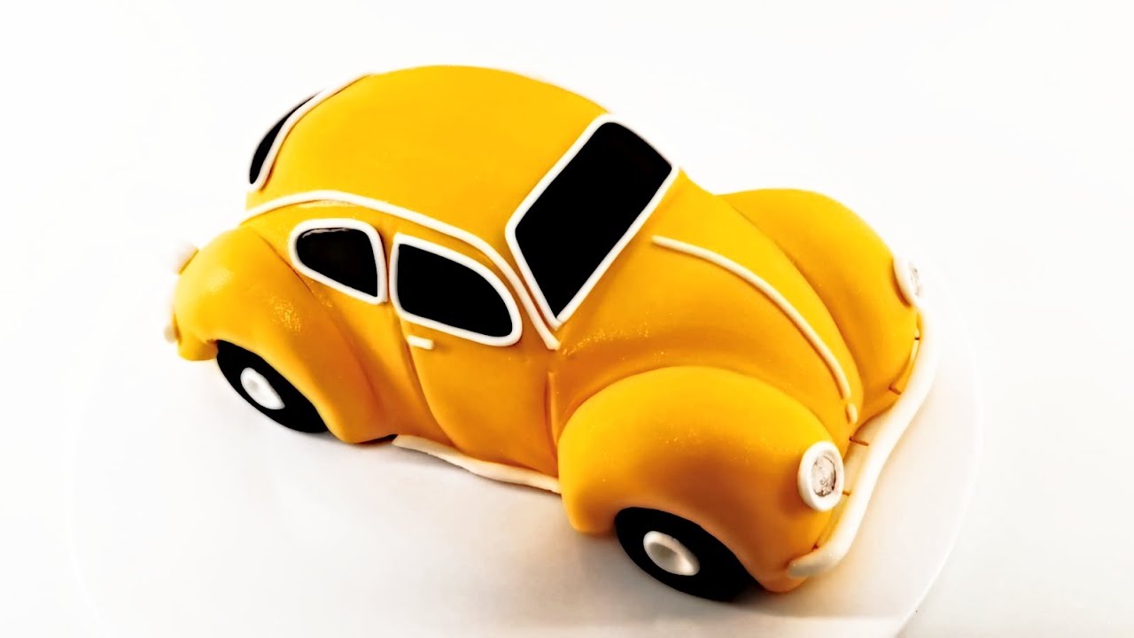 Beetle car 3D Cake. Volkswagen Auto 3D Torte Tutorial - Step by step - تورتة عربيه فولكس مجسمه