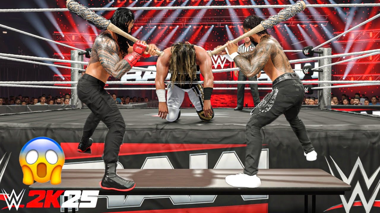 Roman Reigns and Jey Uso vs Seth Rollin at Monday Night Raw | WWE 2K25 Gameplay