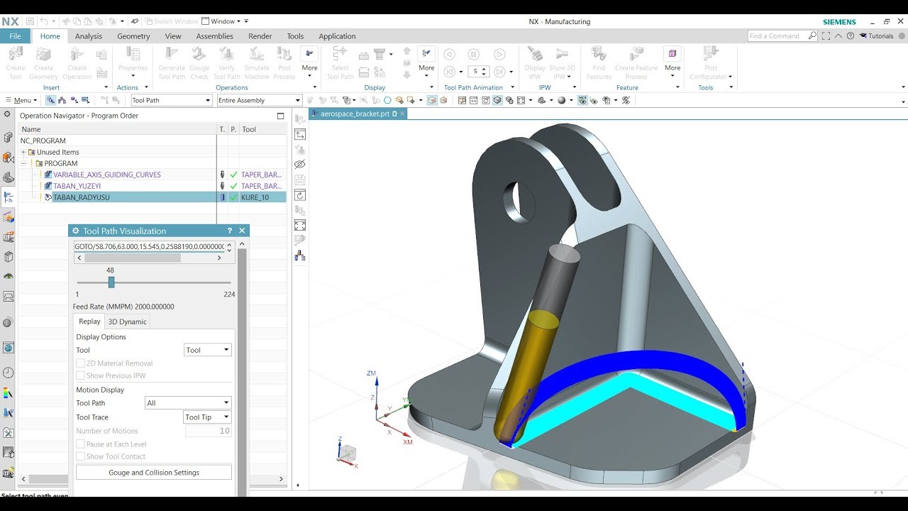 NX CAM Eğitim Videosu - Contour Profile ile 5 Eksen Taban Radyusu Isleme