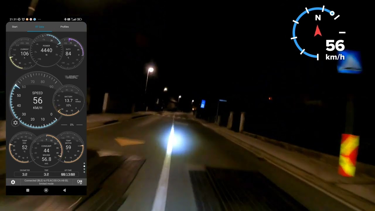 VSETT 10 hill climb test. Spinted UBOX V2, 75/100 dual.