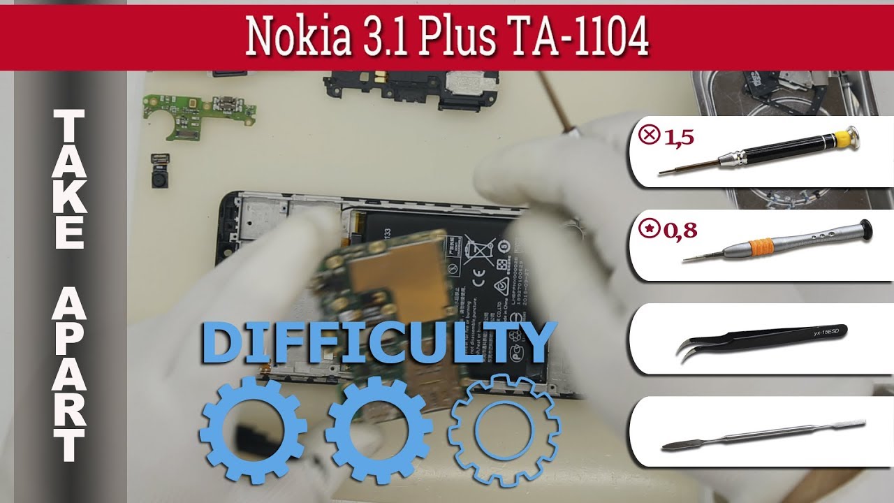 Как разобрать 📱 Nokia 3.1 Plus TA-1104 Разборка и ремонт