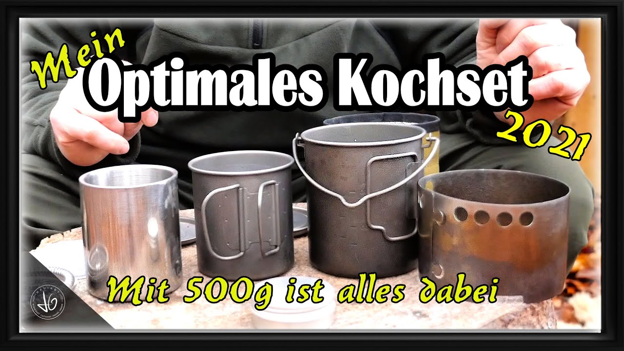 Mein komplettes Outdoor Kochset -  400 Gramm mit Kocher | Titan Koch Set | ultralight Kochgeschirr
