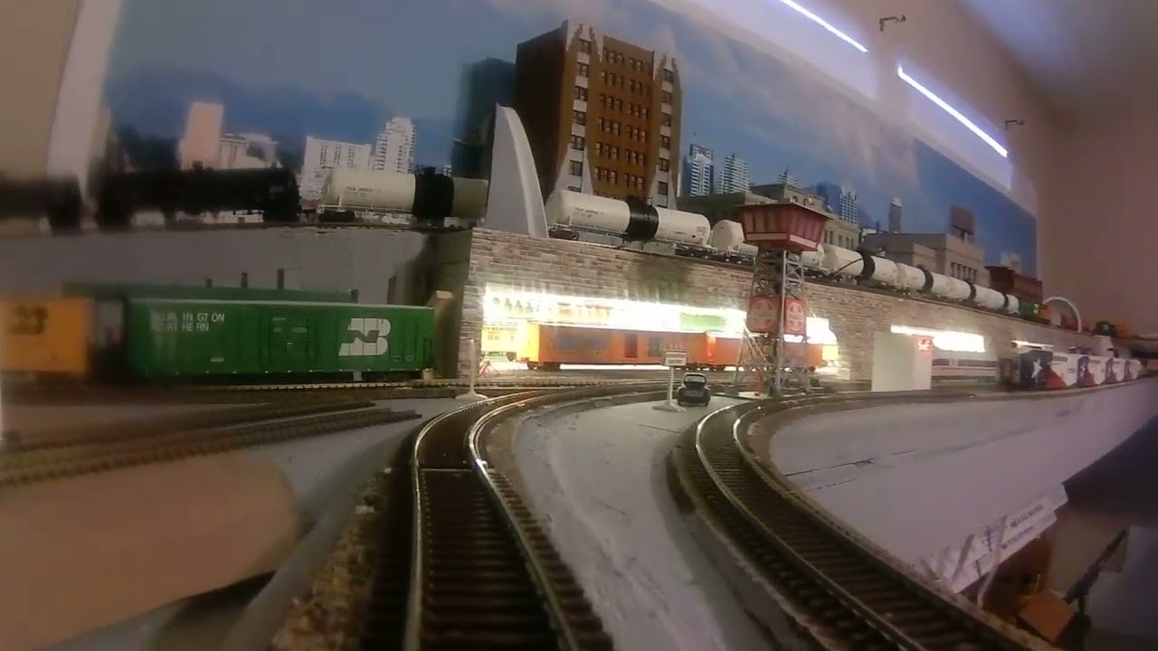 Around the HO train layout with Diesel sound from my lost archive 