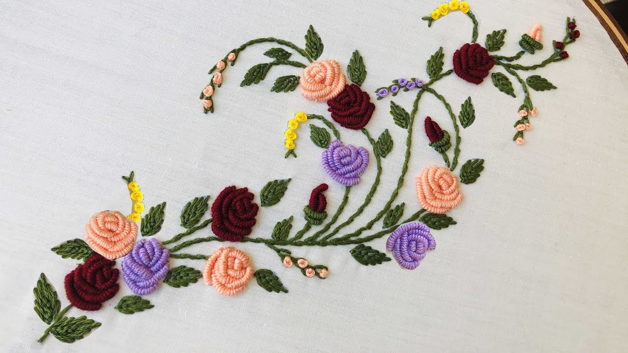 A Very Beautiful Brazilian Embroidery Stitches Border - Neckline Hand Embroidery For Kurtis, Sarees