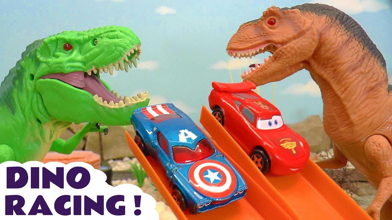 Toy Car Racing With Dinosaurs for Kids