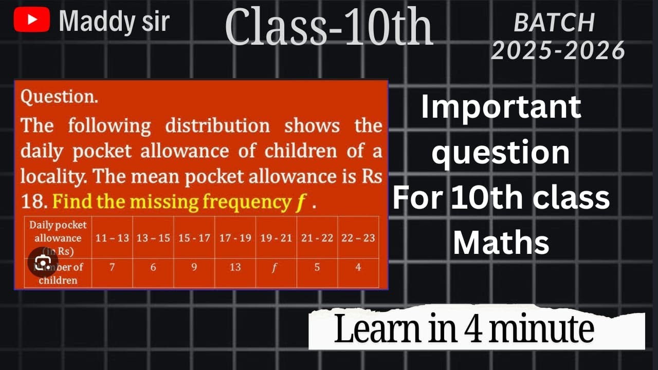 STATISTICS||MISSING FREQUENCY NUMERICAL|EX:13.1|QNS:3#maths #mathematicclass10 #statistics