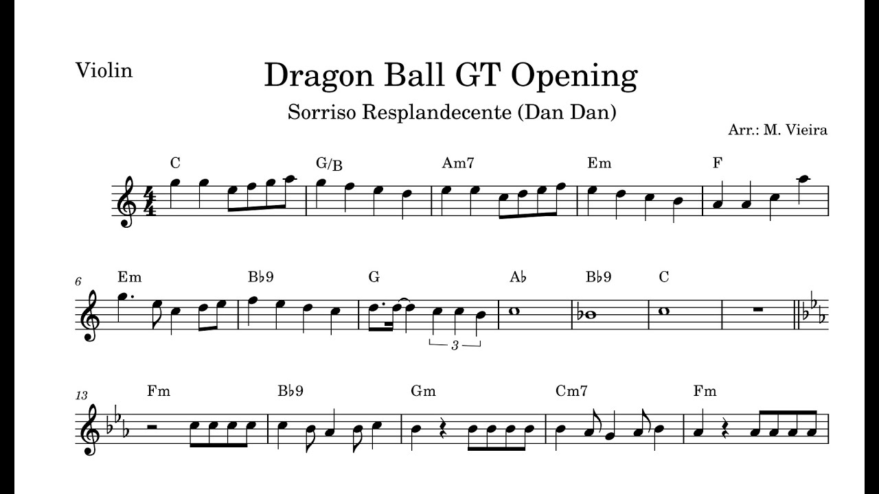 Dragon Ball GT Opening | Sheet Music for Violin, Sax & Trumpet