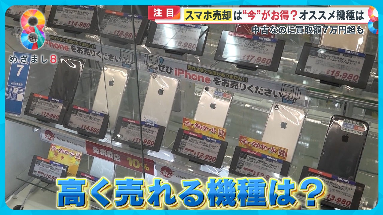 【注目】“埋蔵携帯”が6.5兆円…中古スマホ市場拡大 ！ どんな機種が？売るなら今！？【めざまし８ニュース】
