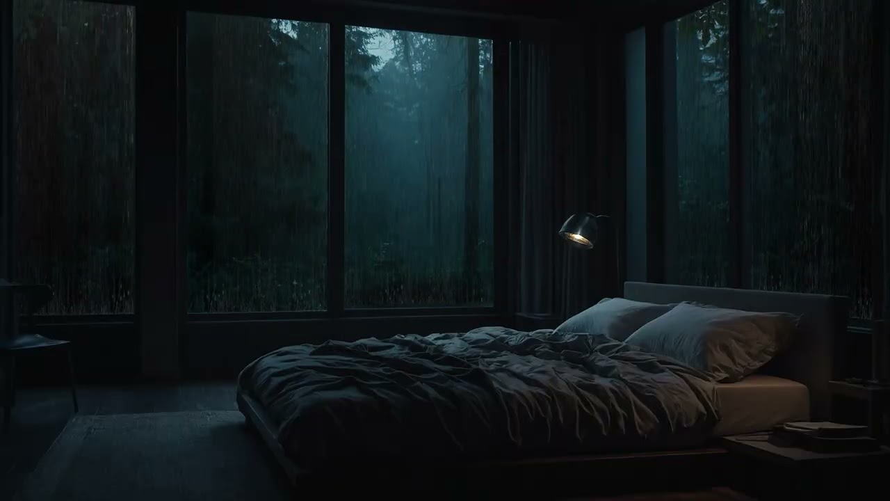 Heavy Rain on the Window | Calm Bedroom for Deep Sleep