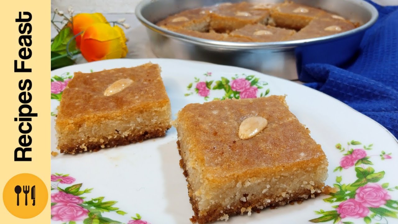 How to make Basbousa (Suji Cake) without yogurt/curd | Basbousa recipe | Suji Cake