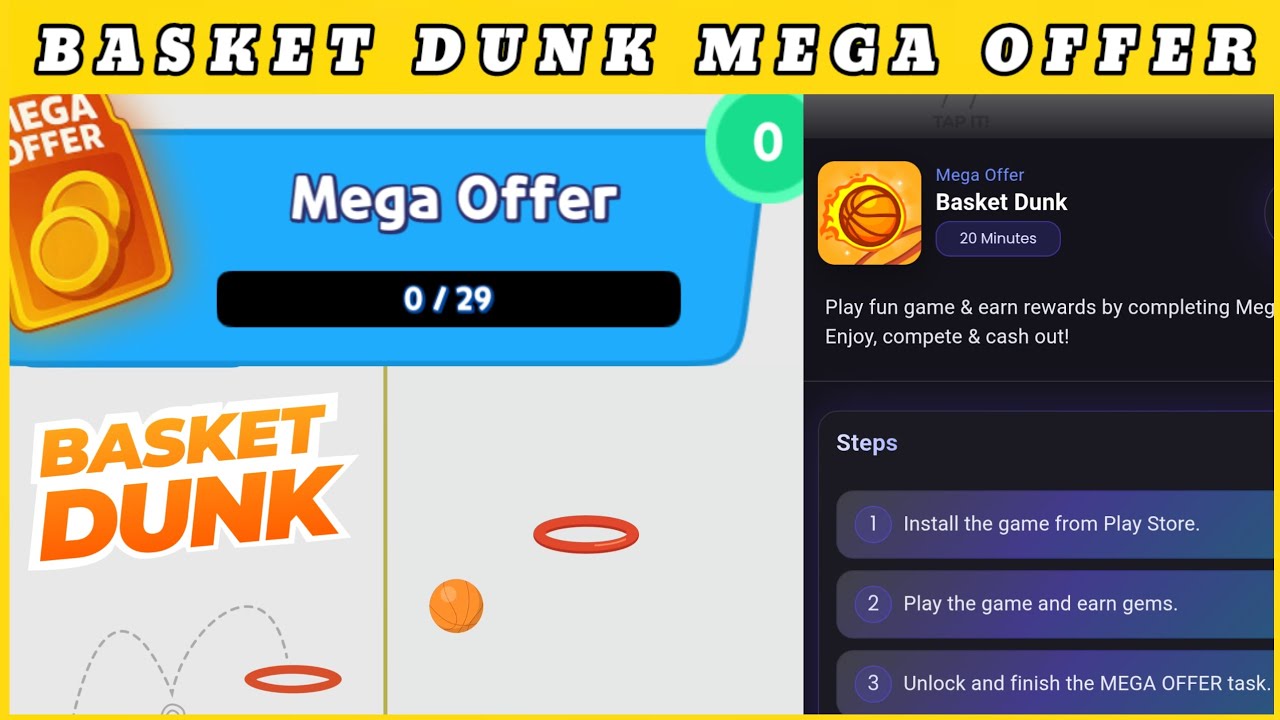 HOW TO UNLOCK MEGA OFFER BASKET DUNK GAME ll BASKET DUNK UNLOCK MEGA OFFER ll 
