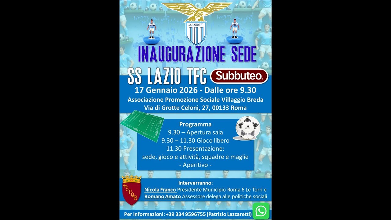 video inaugurazione nuova sede SS LAZIO TFC
