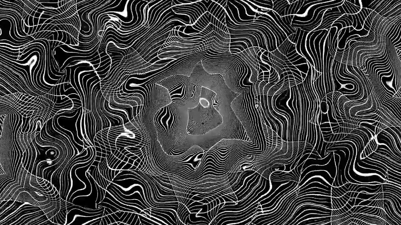 1Hour | FREE 4K 1 Black White Line Abstract Background Video | Footage VJ LOOP Screensaver