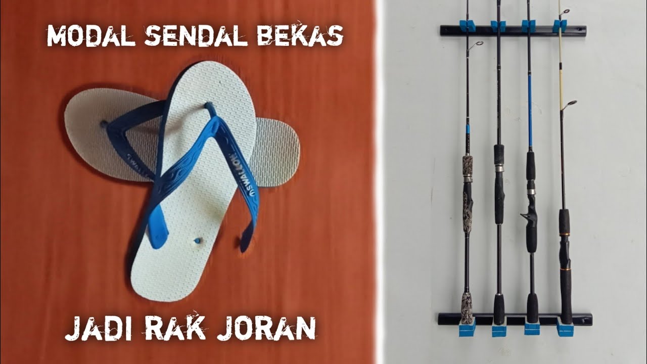 Cara bikin rak joran bahan sendal bekas || how to make a fishing rod from used goods