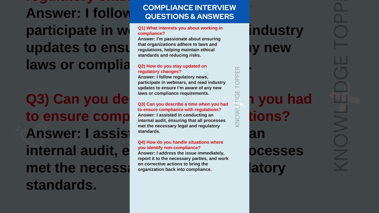 Compliance Interview Questions and Answers