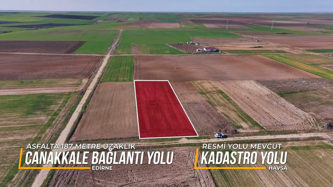 ANAYOLA, KÖYE, GİŞELERE YAKIN YOL CEPHELİ 2.127 M² TARLA -  EDİRNE OSMANLI KÖYÜ - GURBET EMLAK