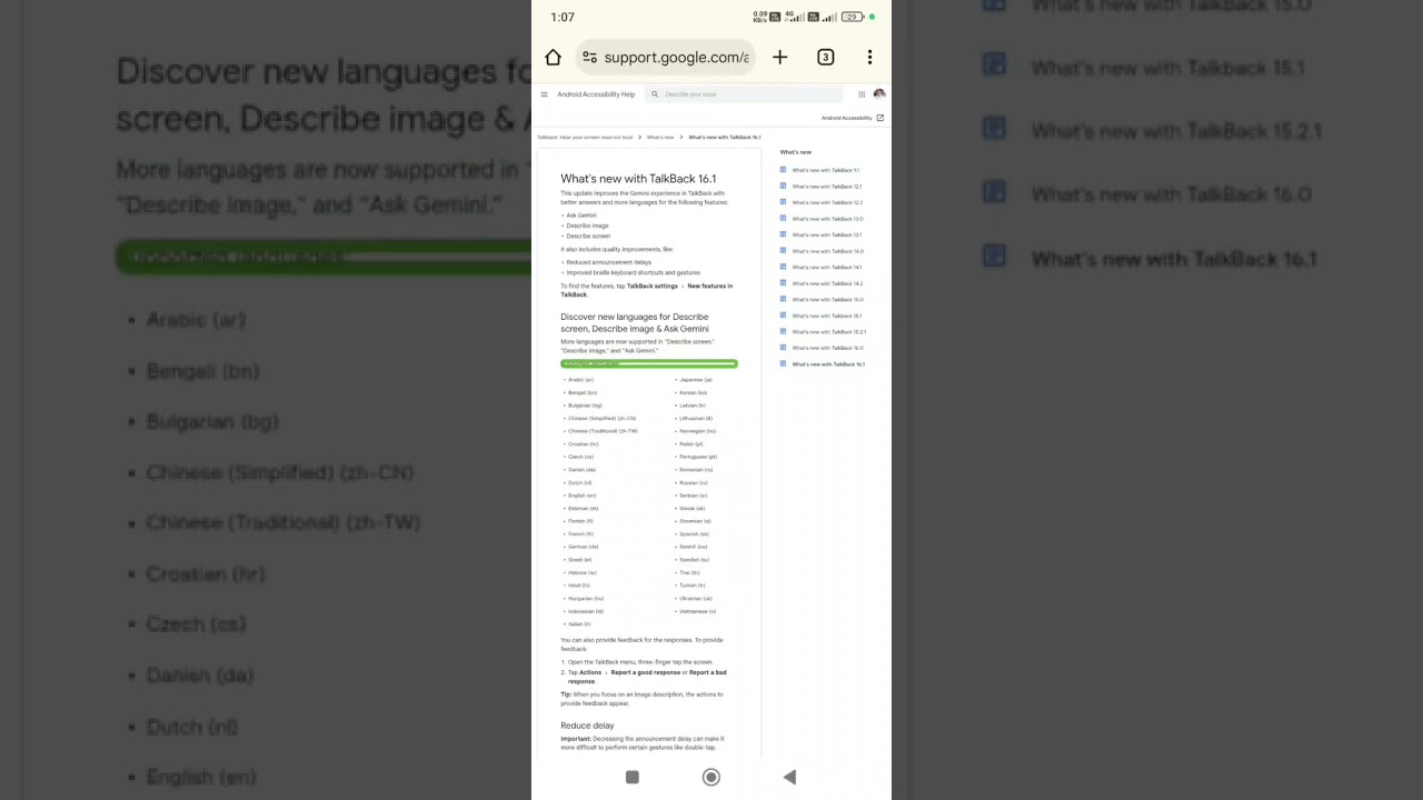 Google TalkBack latest 16.1 update for blind user added new AI language features TalkBack gestures