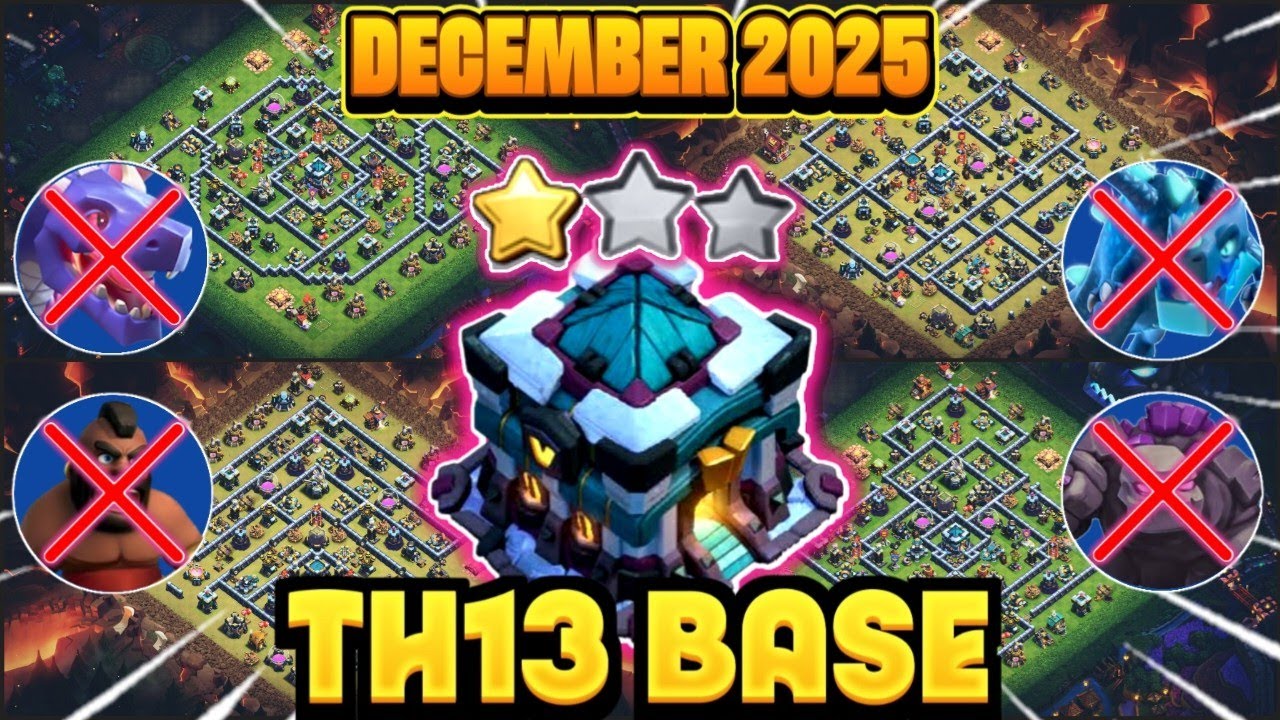 NEVER 3 STAR TH13 BEST FOR WAR /FARM /RANK BATTLE AND CWL BASE + COPY LINKS ||ANTI- AIR AND GROUND