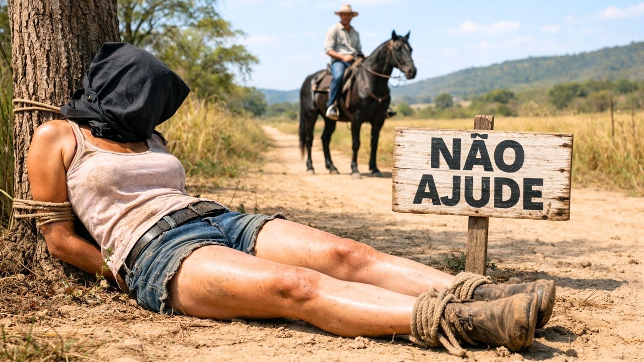 Fazendeiro viúvo vê jovem DESMAIADA com placa “NÃO AJUDE“… então ele faz isso...