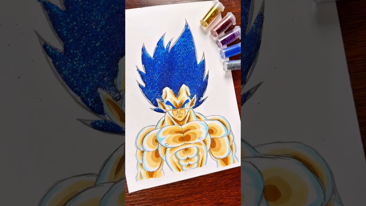 [ASMR] VEGETA Super Saiyan Blue Evolution Satisfying Glitter Drawing #shorts