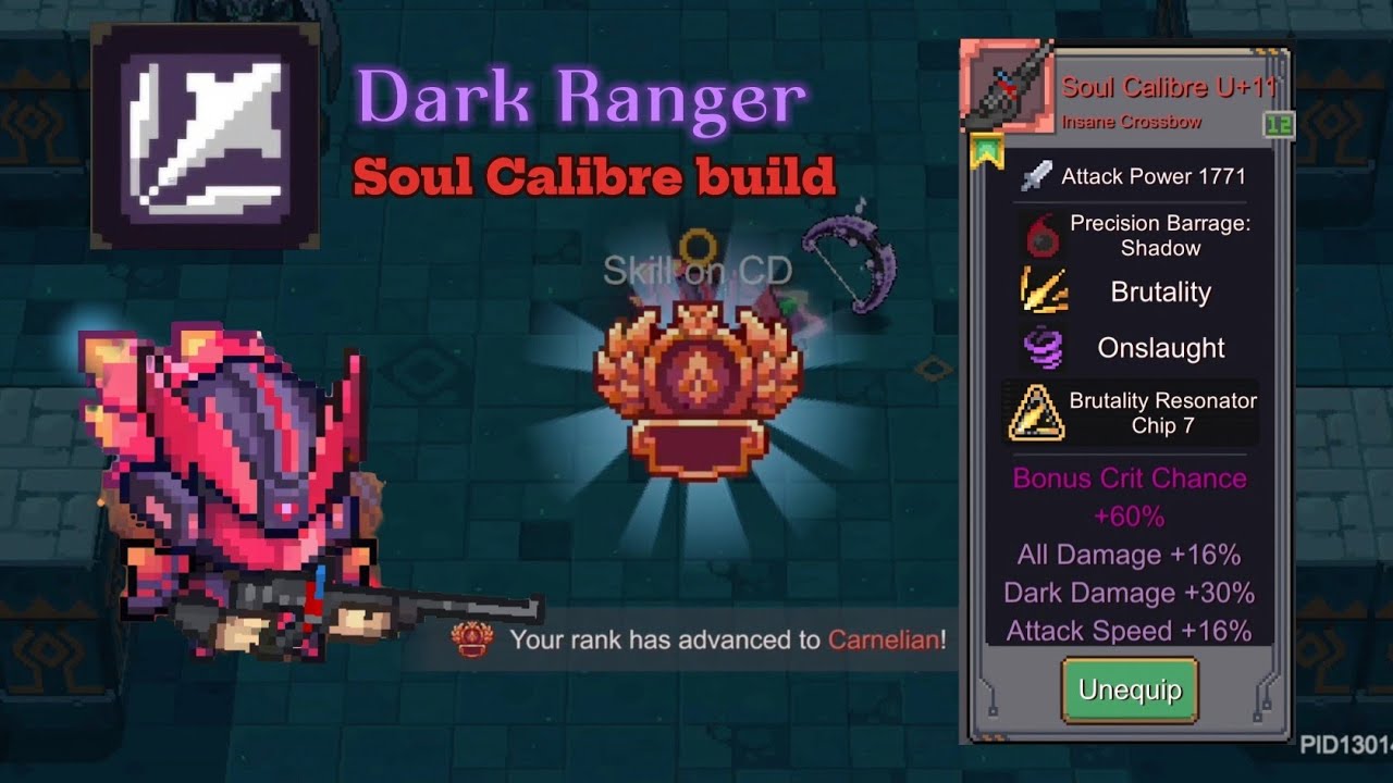 [S3] Reaching Carnelian with Dark Ranger - Soul calibre build | Soul Knight Prequel S3