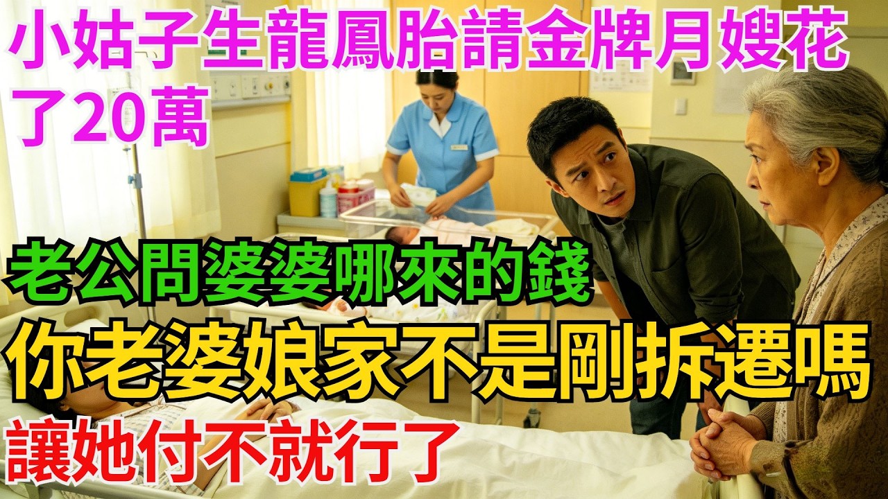 小姑子生龍鳳胎，請金牌月嫂花了20萬，老公問婆婆哪來的錢，婆婆白了我一眼：你老婆娘家不是剛拆遷嗎，讓她付不就行了！【阿馨夜讀】#故事分享#情感#婆媳矛盾#AA制