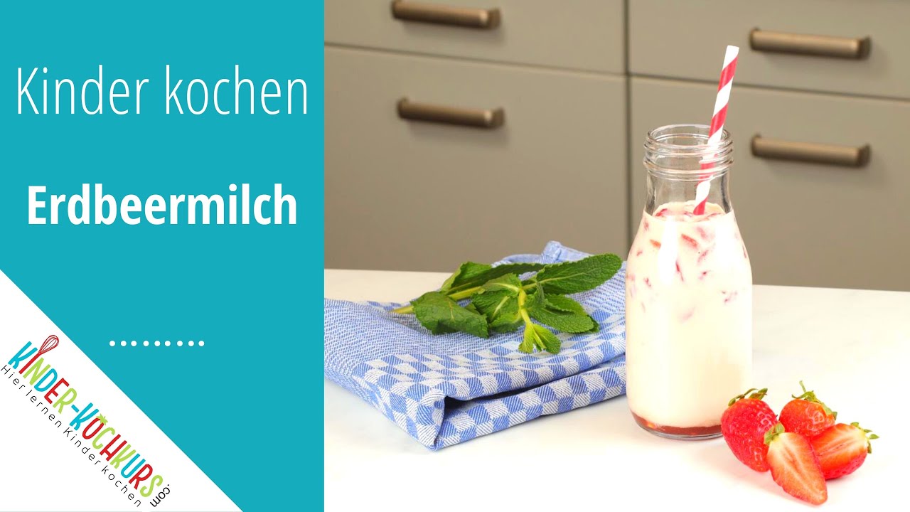Echte Erdbeermilch 🍓🥛 aus frischen Erdbeeren | Kinder kochen selbst | einfaches & schnelles Rezept