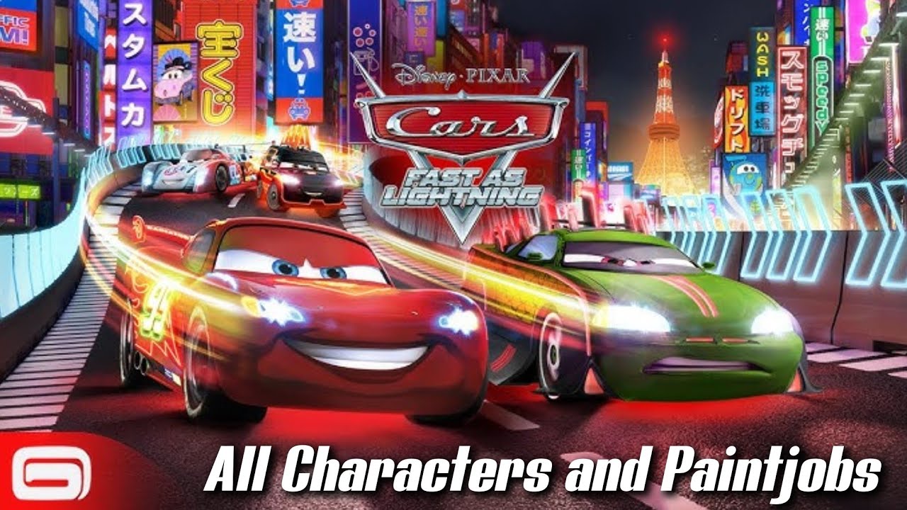 Все персонажи и варианты раскраски в игре Cars: Fast As Lightning