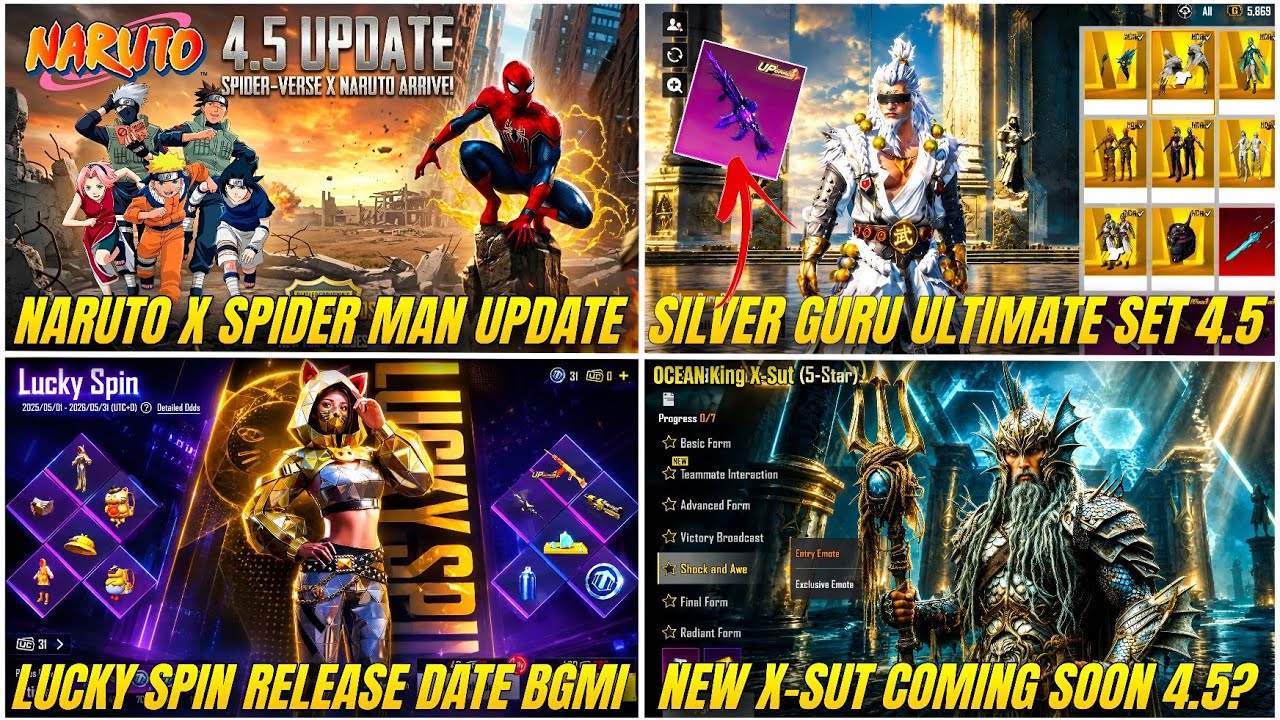 4.5 UPDATE NARUTO X SPIDER MAN | 4.5 RETURN ULTIMATE SET| BGMI NEW LUCKY SPIN | NEW X-SUT 4.5 UPDATE